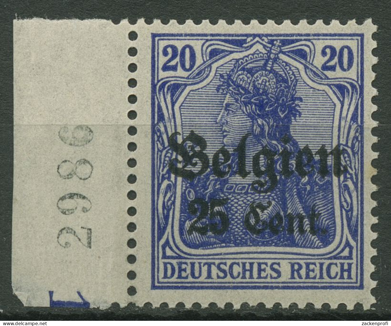 Landespost In Belgien 1916/18 Germania 18 A Mit Bogen-Nr. Postfrisch Geprüft - Occupation 1914-18