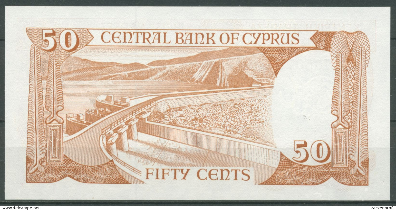 Zypern 50 Cents 1988, Frau, Staudamm, KM 52, Kassenfrisch (K90) - Chypre