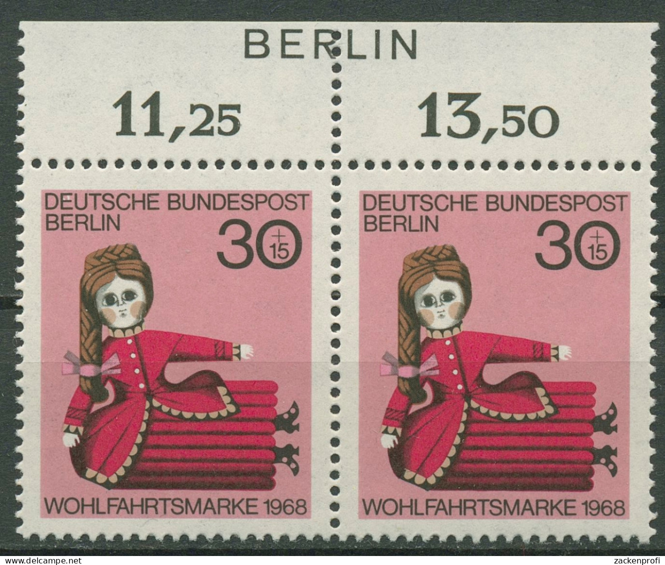 Berlin 1968 Puppen Oberrand Inschrift BERLIN 324 Postfrisch - Unused Stamps