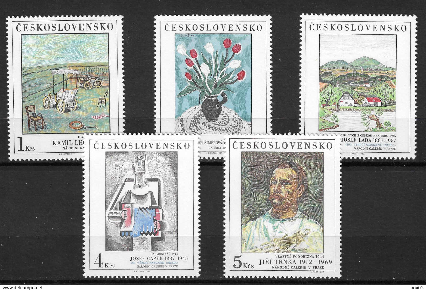Czechoslovakia 1987 MiNr. 2933 - 2937 National Galleries (XX) Art, Painting, Modern 5v  MNH**  15.00 € - Unused Stamps