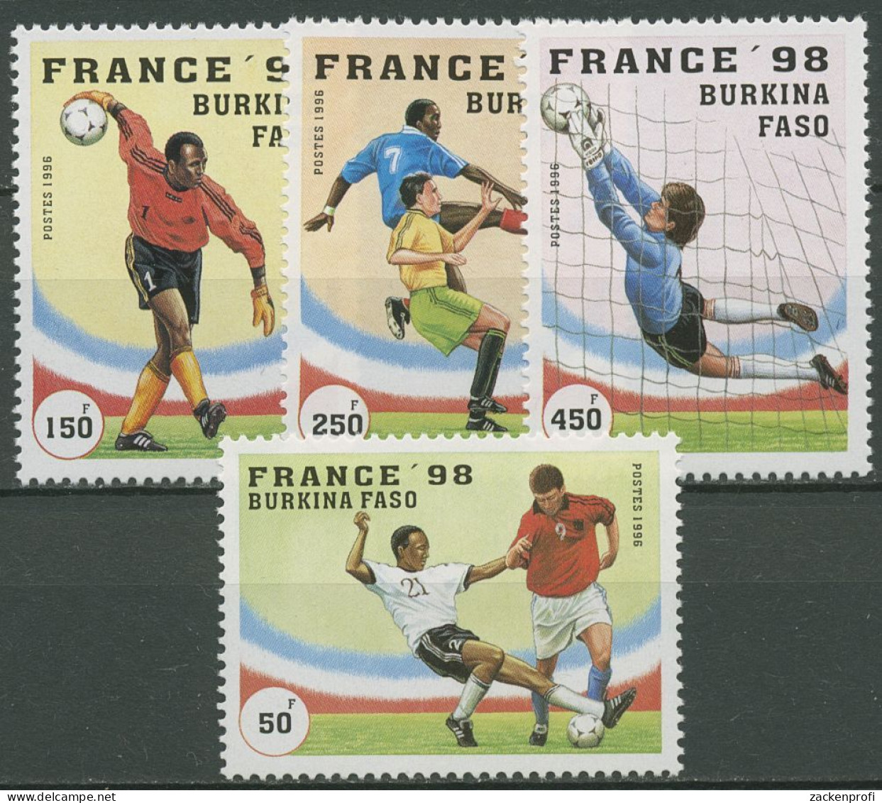 Burkina Faso 1996 Fußball-WM In Frankreich 1427/30 Postfrisch - Burkina Faso (1984-...)