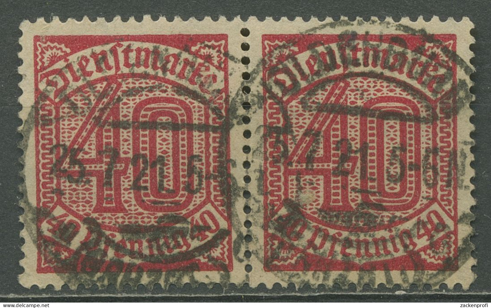 Deutsches Reich Dienstmarken 1920 Ohne 21, D 28 Waagerechtes Paar Gestempelt - Officials