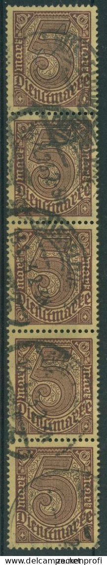 Dt. Reich Dienst 1920 D 33 C Senkr. 5er-Streifen Gestempelt (R80230) - Officials