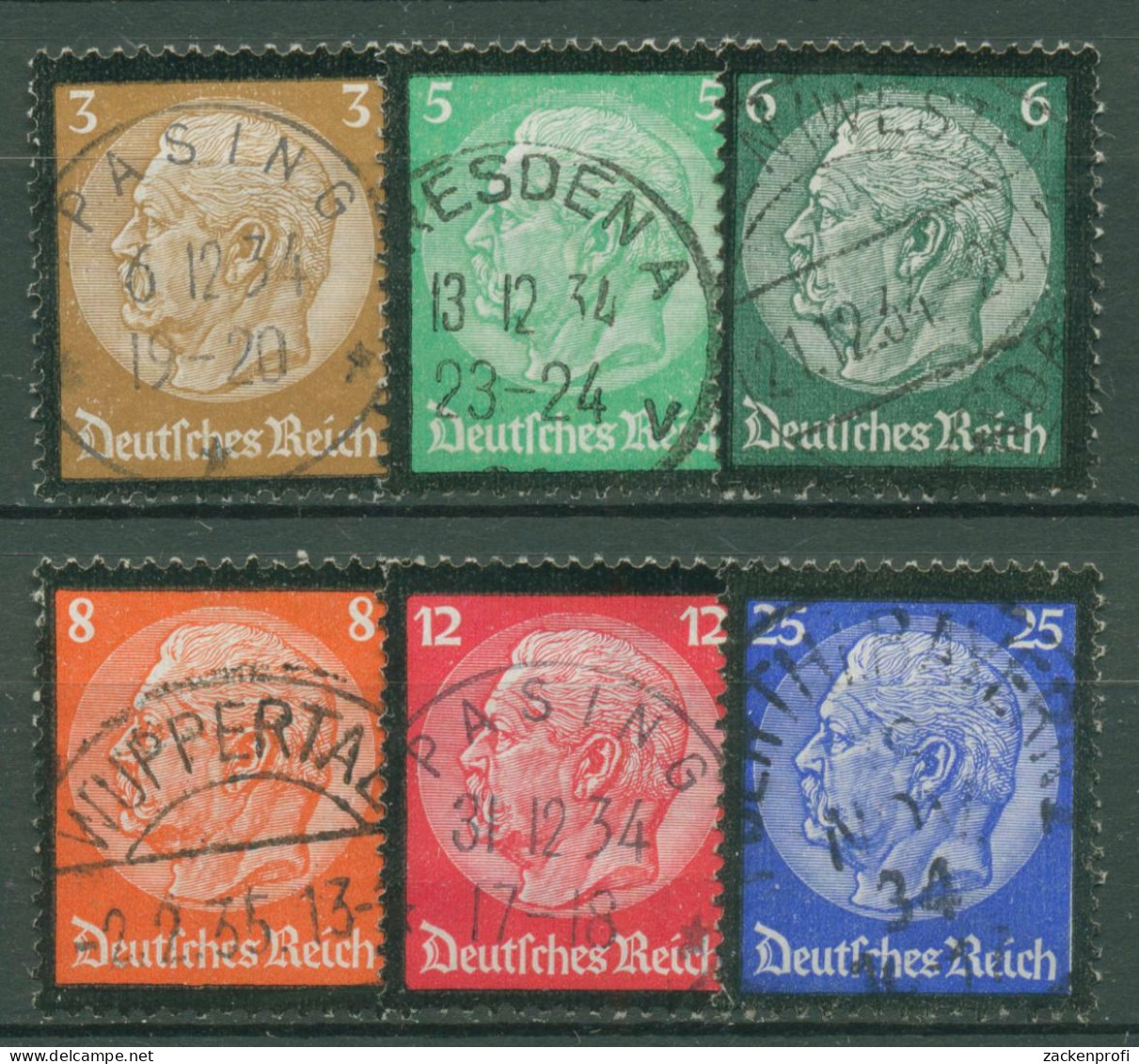 Deutsches Reich 1934 Tod Von Paul V. Hindenburg 548/53 TOP-Stempel - Gebruikt