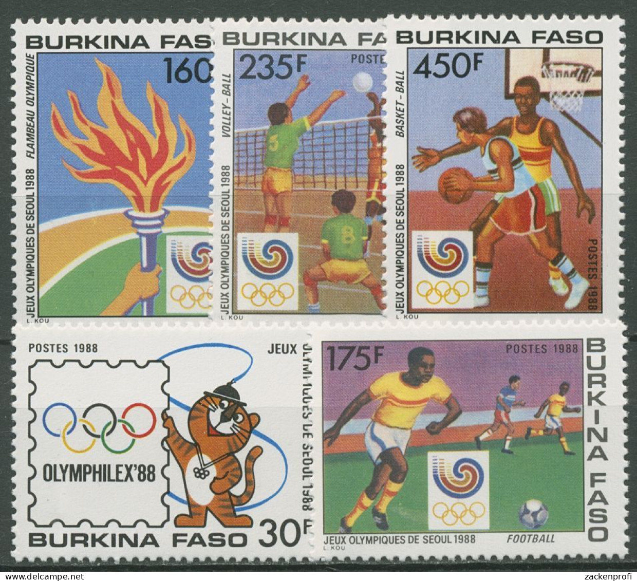 Burkina Faso 1988 Olympische Spiele In Seoul Basketball 1166/70 Postfrisch - Burkina Faso (1984-...)