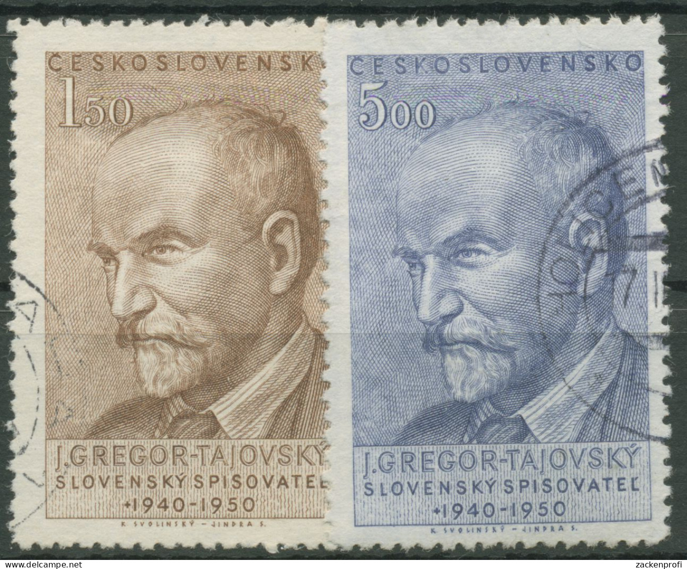 Tschechoslowakei 1950 Schriftsteller Josef Gregor-Tajovsky 636/37 Gestempelt - Used Stamps