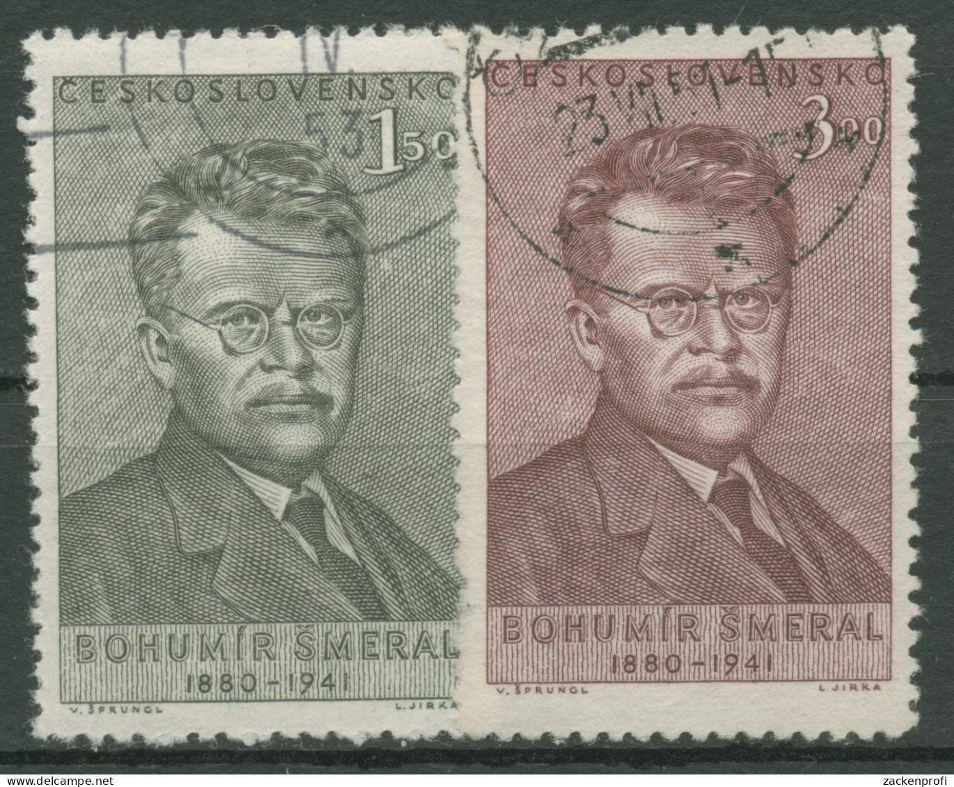 Tschechoslowakei 1951 Kommunistische Partei Bohumir Smeral 669/70 Gestempelt - Used Stamps