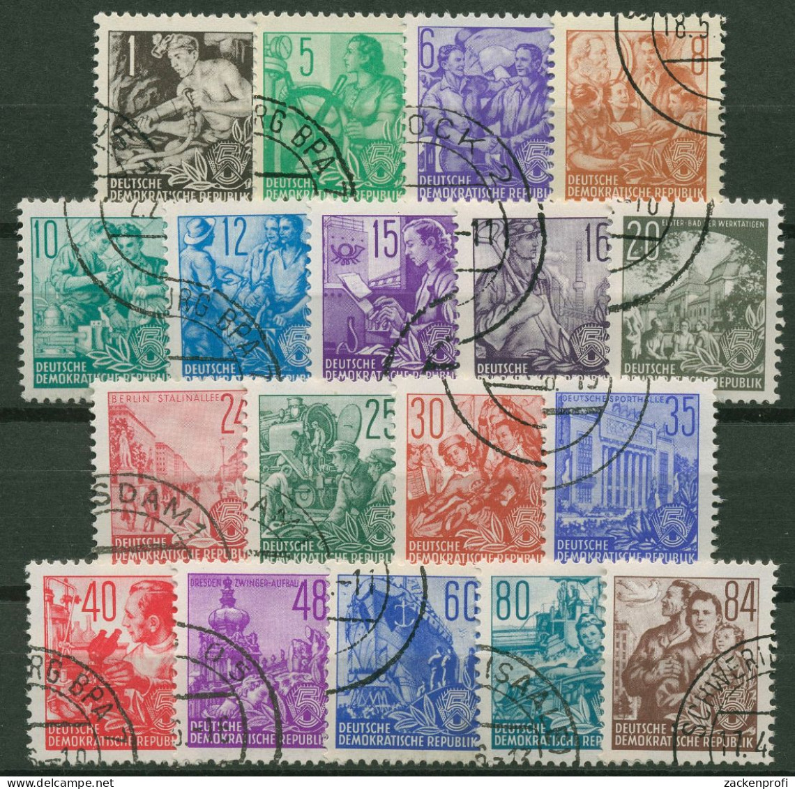 DDR 1953 Fünfjahrplan (I) 362/79 N, Nachdruck Mit Massenentwertung - Used Stamps