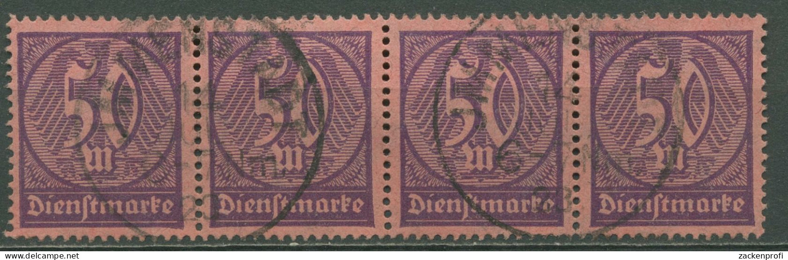 Deutsches Reich Dienst 1922/23 Wertziffern D 73 Waag. 4er-Streifen Gestempelt - Dienstzegels