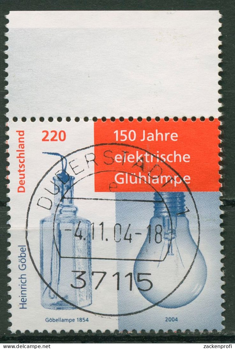 Bund 2004 150 Jahre Elektrische Glühlampe 2395 Mit TOP-Stempel - Used Stamps
