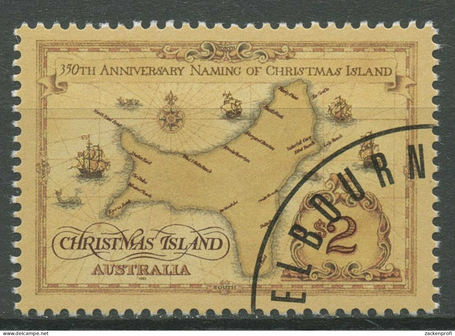 Weihnachts-Insel 1993 350 Jahre Entdeckung Der Weihnachts-Insel 391 Gestempelt - Christmaseiland