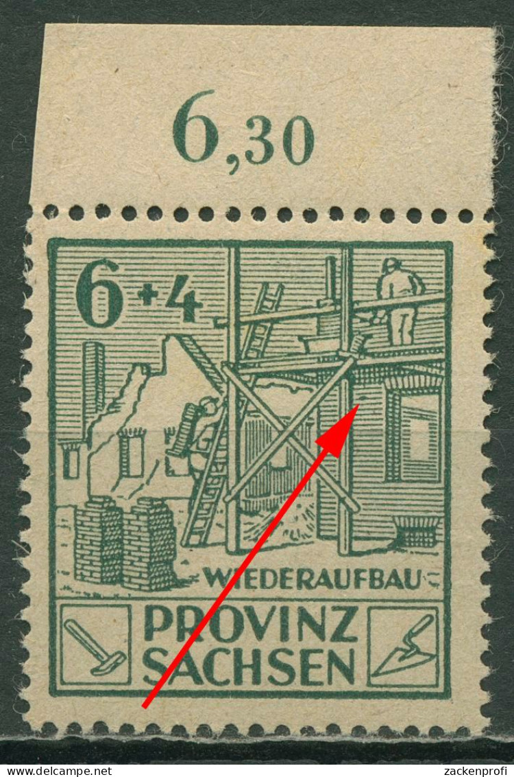 SBZ Provinz Sachsen 1946 Wiederaufbau Plattenfehler 87 A III Postfrisch Geprüft - Sonstige & Ohne Zuordnung