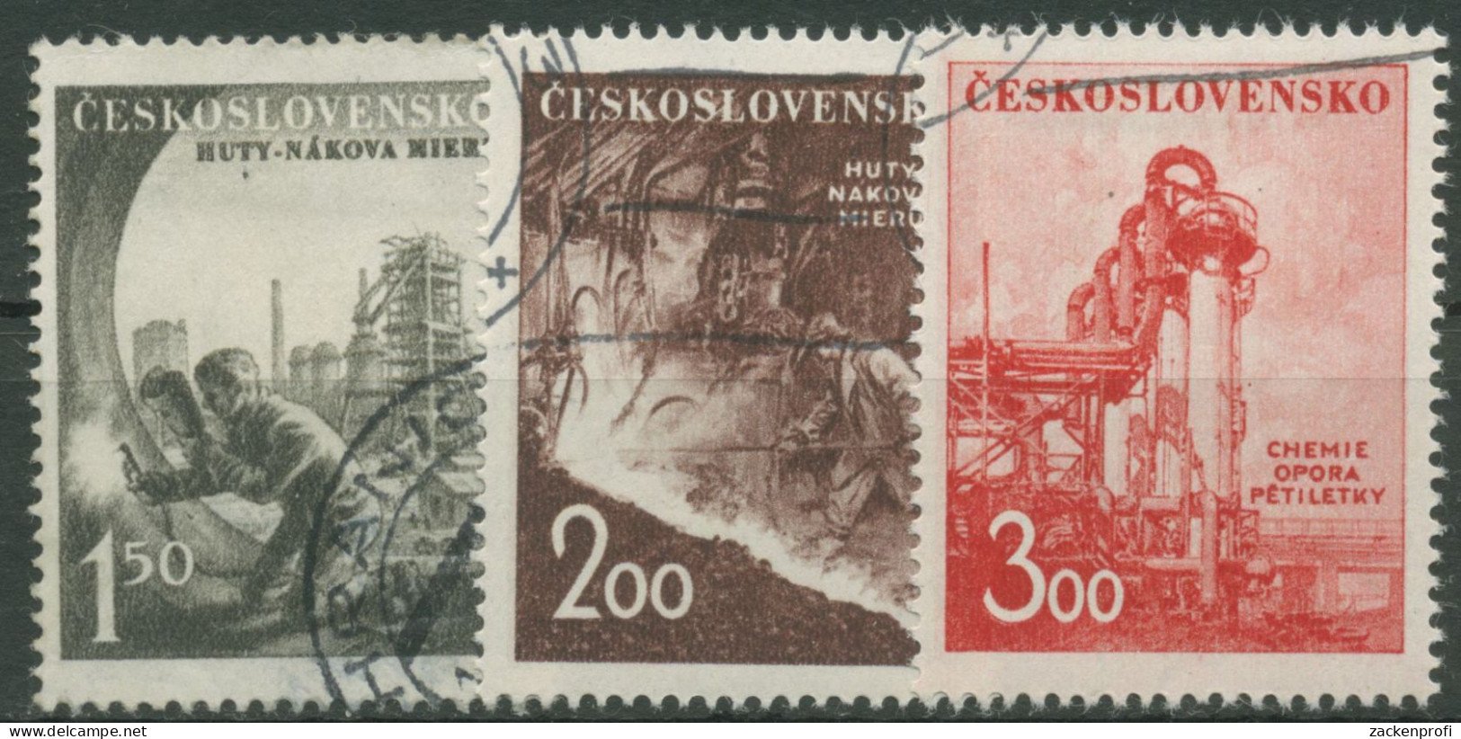 Tschechoslowakei 1952 Schwerindustrie Hüttenwerk 709/11 Gestempelt - Oblitérés