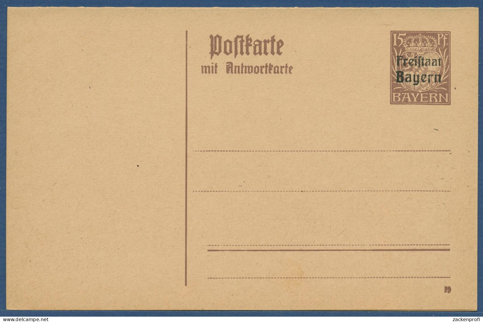Bayern 1919 Freistaat Wappen Postkarte Mit Antwort P 115/01 Ungebraucht (X40965) - Entiers Postaux