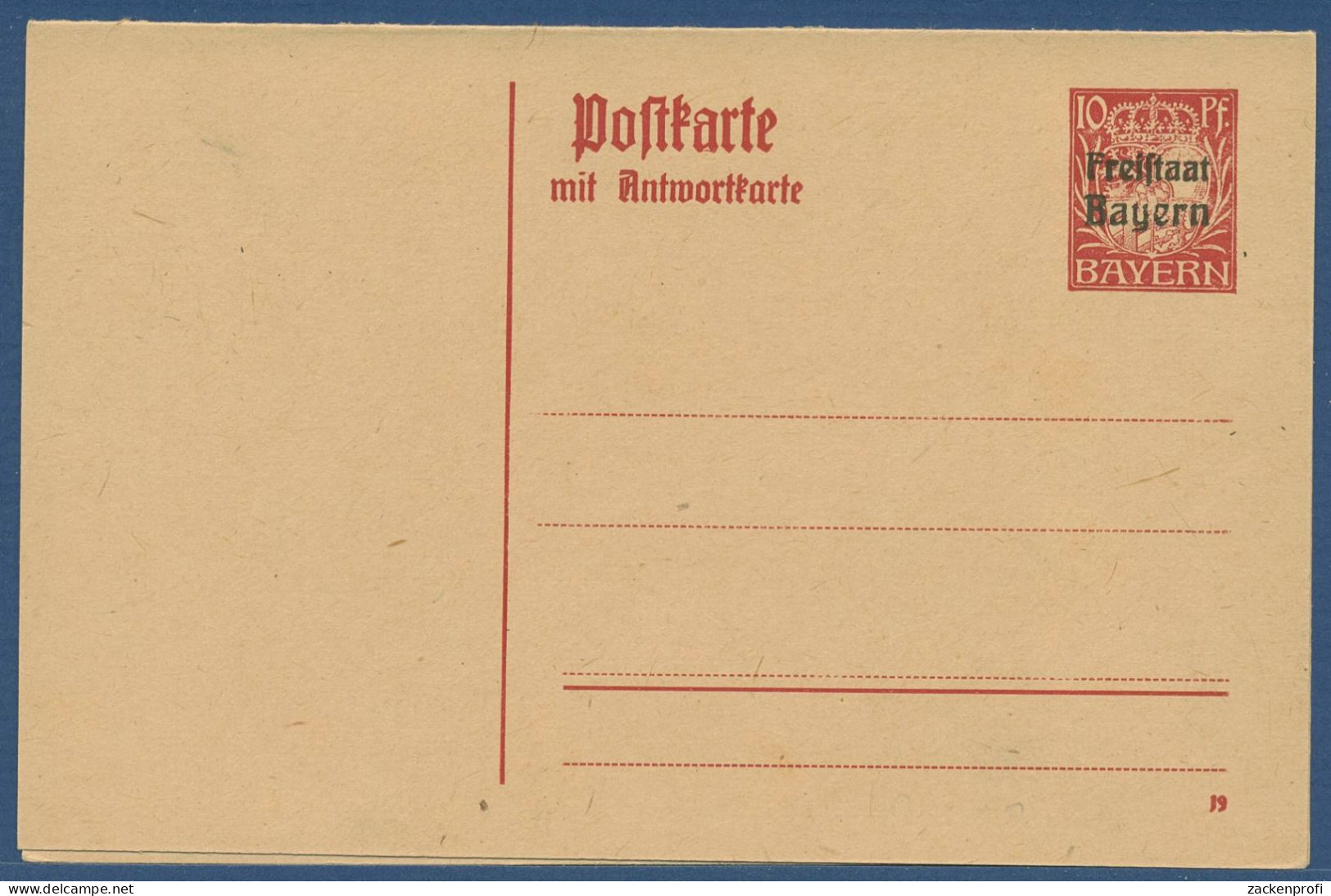 Bayern 1919 Freistaat Wappen Postkarte Mit Antwort P 110/01 Ungebraucht (X40964) - Postal  Stationery
