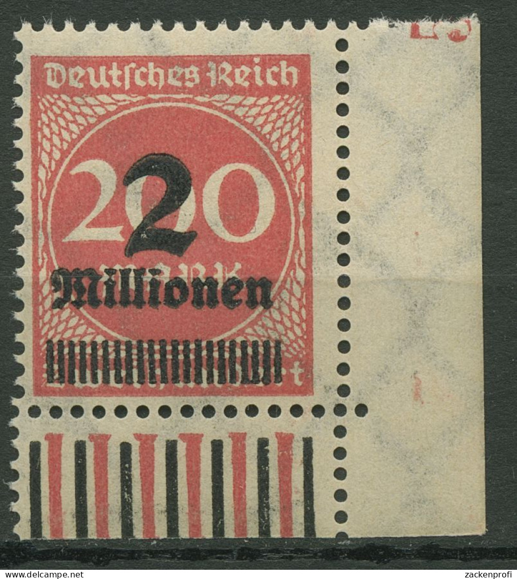 Dt. Reich 1923 Mit Aufdruck Walze Unterrand 309 A W A UR Ecke 4 Postfrisch - Neufs