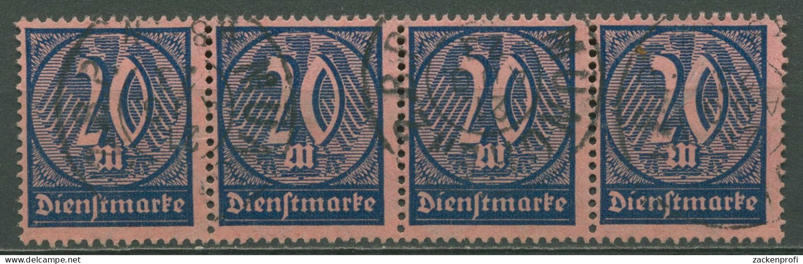Deutsches Reich Dienst 1922/23 Wertziffern D 72 Waag. 4er-Streifen Gestempelt - Dienstzegels