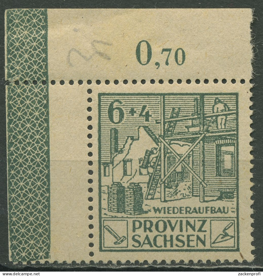 SBZ Provinz Sachsen 1946 Wiederaufbau 87 A Ecke 1 Zierstreifen Postfrisch, Bügig - Other & Unclassified