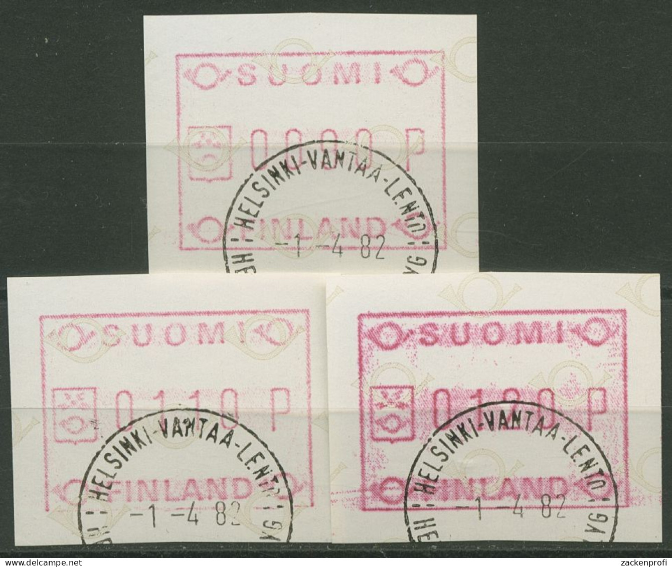 Finnland Automatenmarken 1982 Kleine Posthörner Satz ATM 1.1 S 1 Gestempelt - Timbres De Distributeurs [ATM]