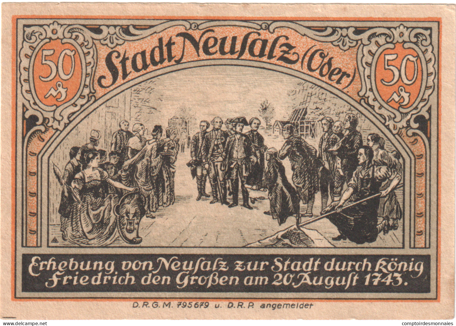 Billet, Allemagne, Neusalz, 50 Pfennig, Personnage, 1922, SUP+, Mehl:960.1 - Sonstige & Ohne Zuordnung