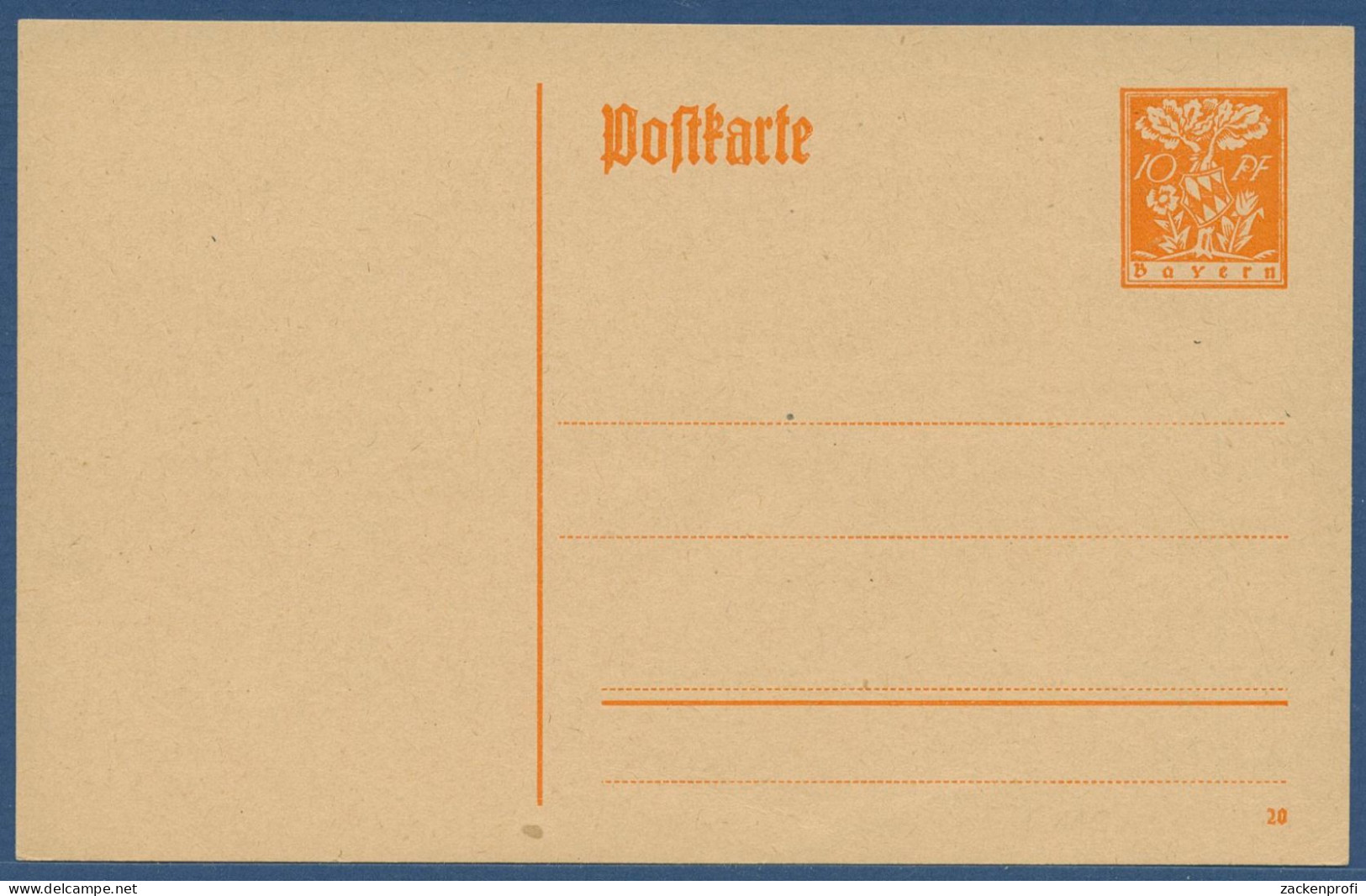 Bayern 1920 Wappen Am Eichenstamm Postkarte P 116 Ungebraucht (X40969) - Entiers Postaux