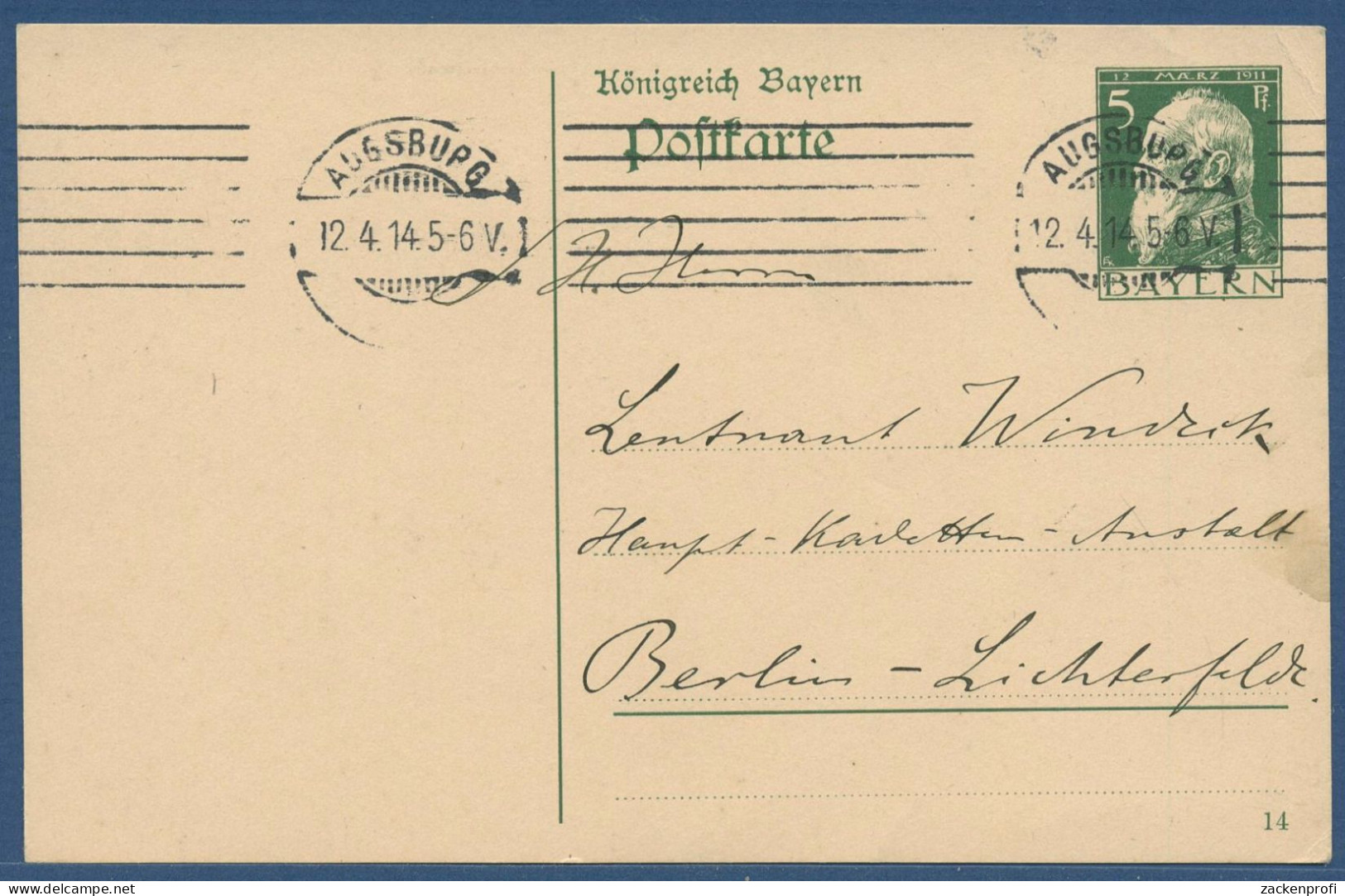 Bayern 1911 Prinzregent Luitpold Postkarte P 87 I/04 Gebraucht (X40982) - Entiers Postaux