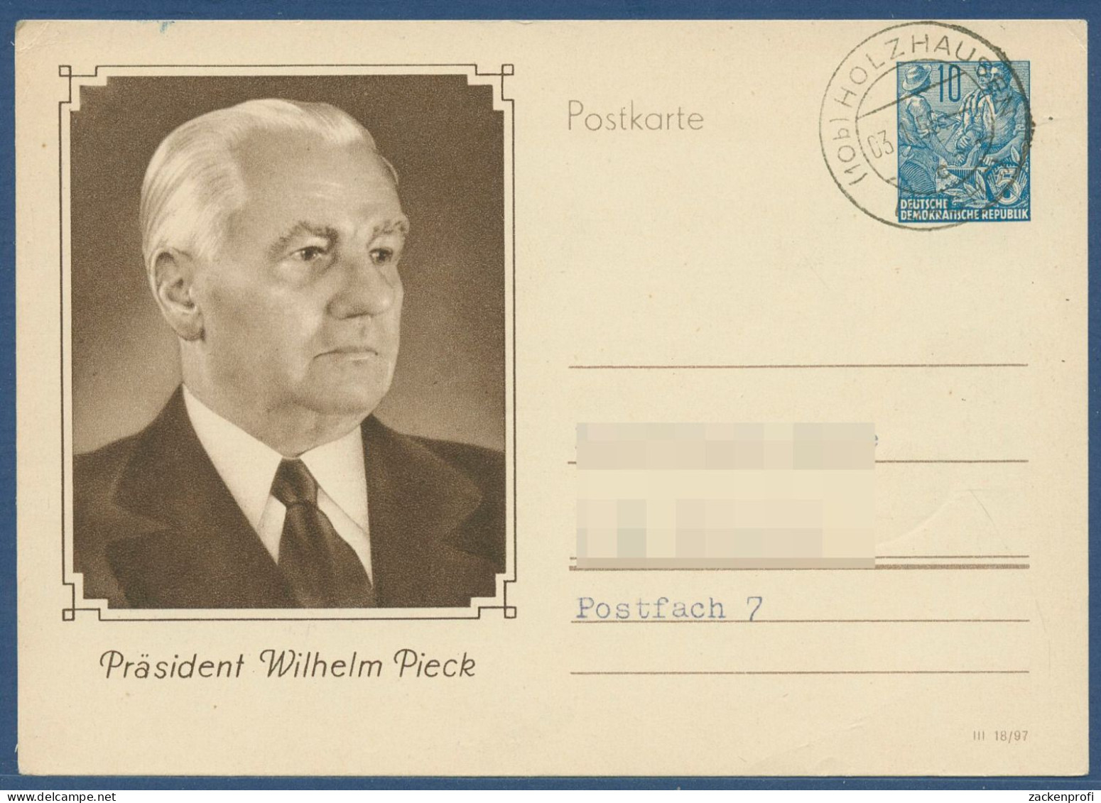 DDR 1956 Wilhelm Pieck Sonderpostkarte 80. Geburtstag P 67 Gebraucht (X41000) - Postcards - Used
