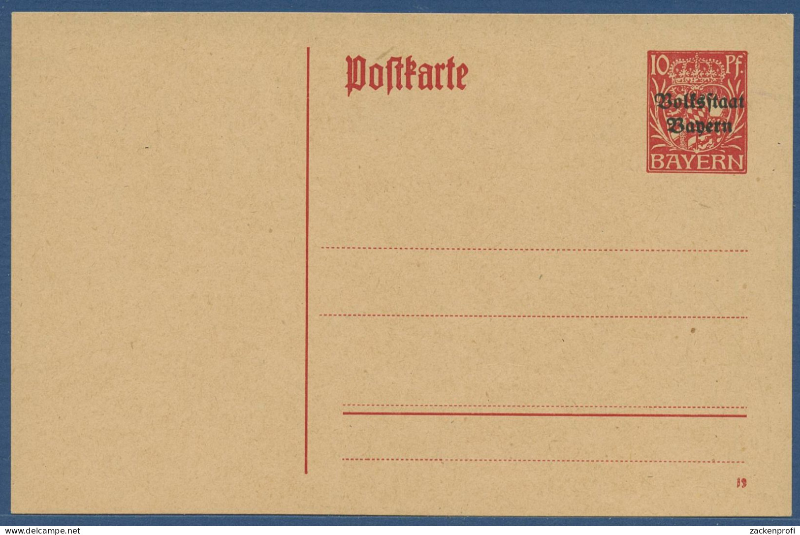 Bayern 1919 Volksstaat Postkarte P 104 Ungebraucht (X40973) - Enteros Postales