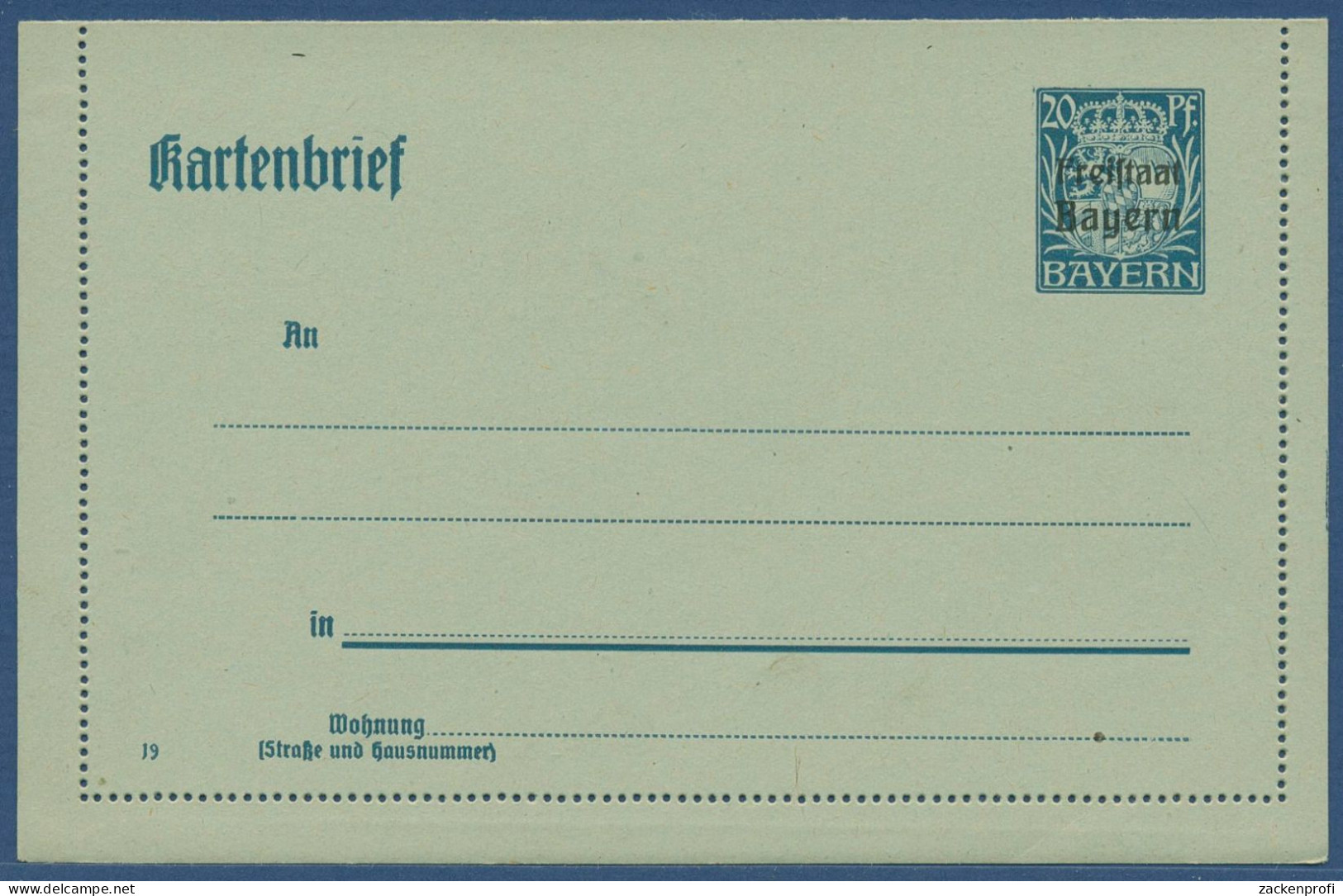 Bayern 1919 Freistaat Kartenbrief K 11 Ungebraucht (X40958) - Entiers Postaux