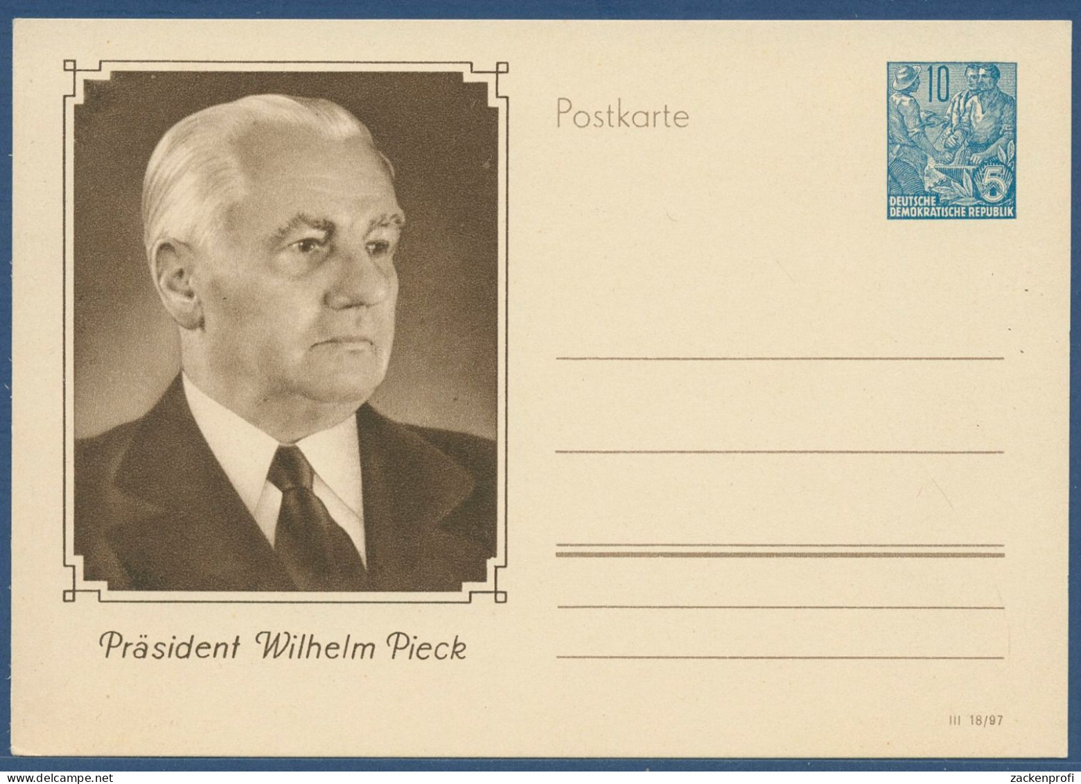 DDR 1956 Wilhelm Pieck Sonderpostkarte 80. Geburtstag P 67 Ungebraucht (X40990) - Postcards - Used