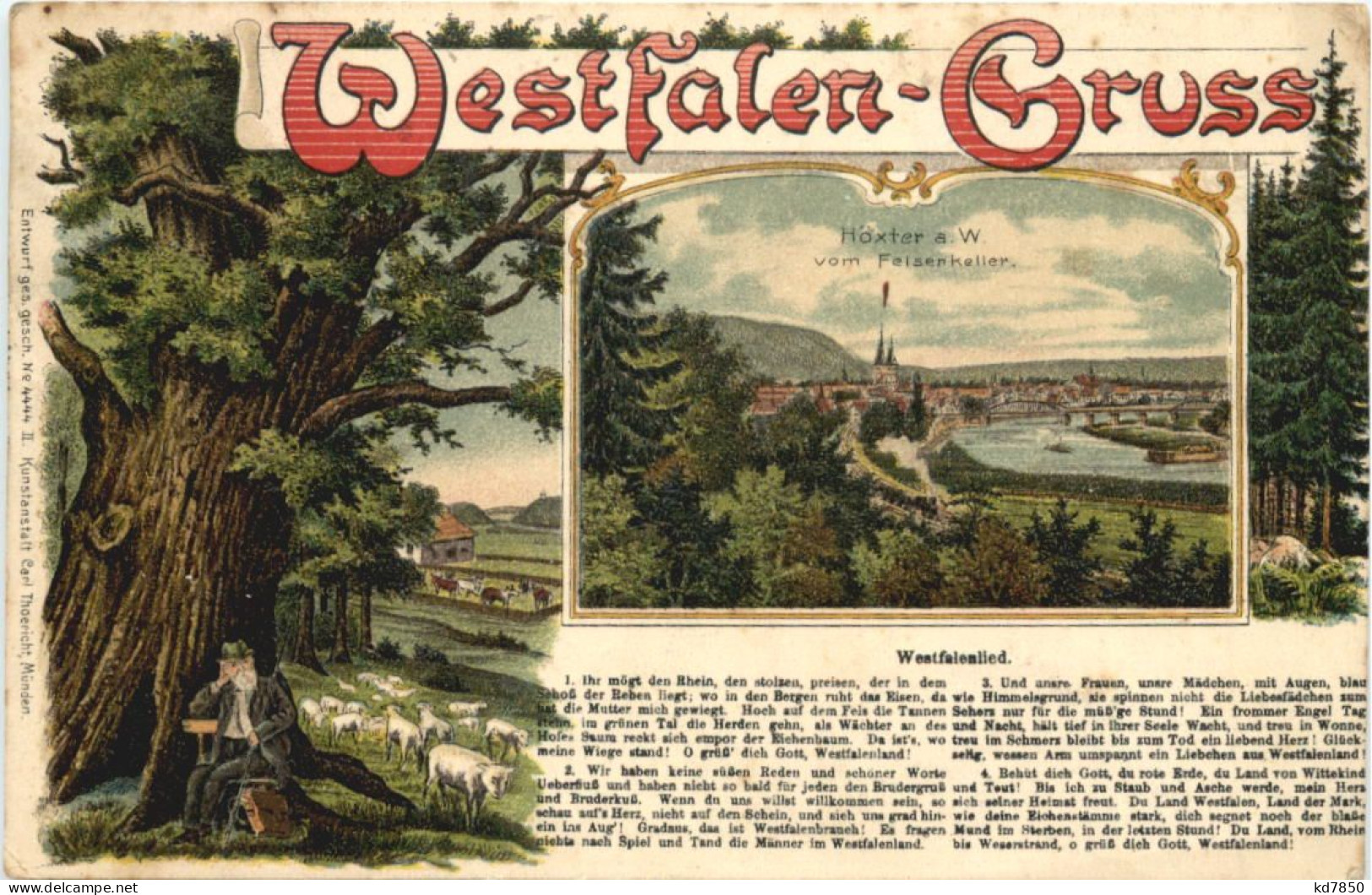 Höxter A. W. - Westfalen-Gruss - Litho - Hoexter