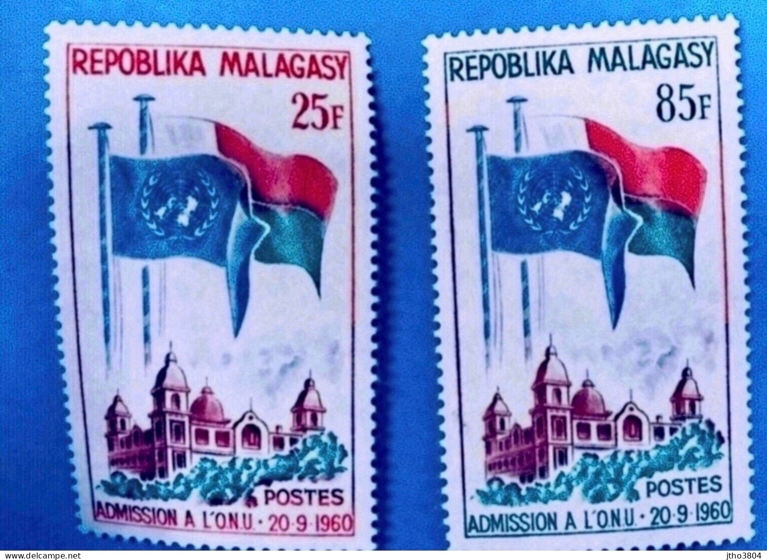 MADAGASCAR 1962 2 V Neufs ** YT 362 / 363 MNH Drapeau ONU Flag Of Madagaskar - Madagascar (1960-...)