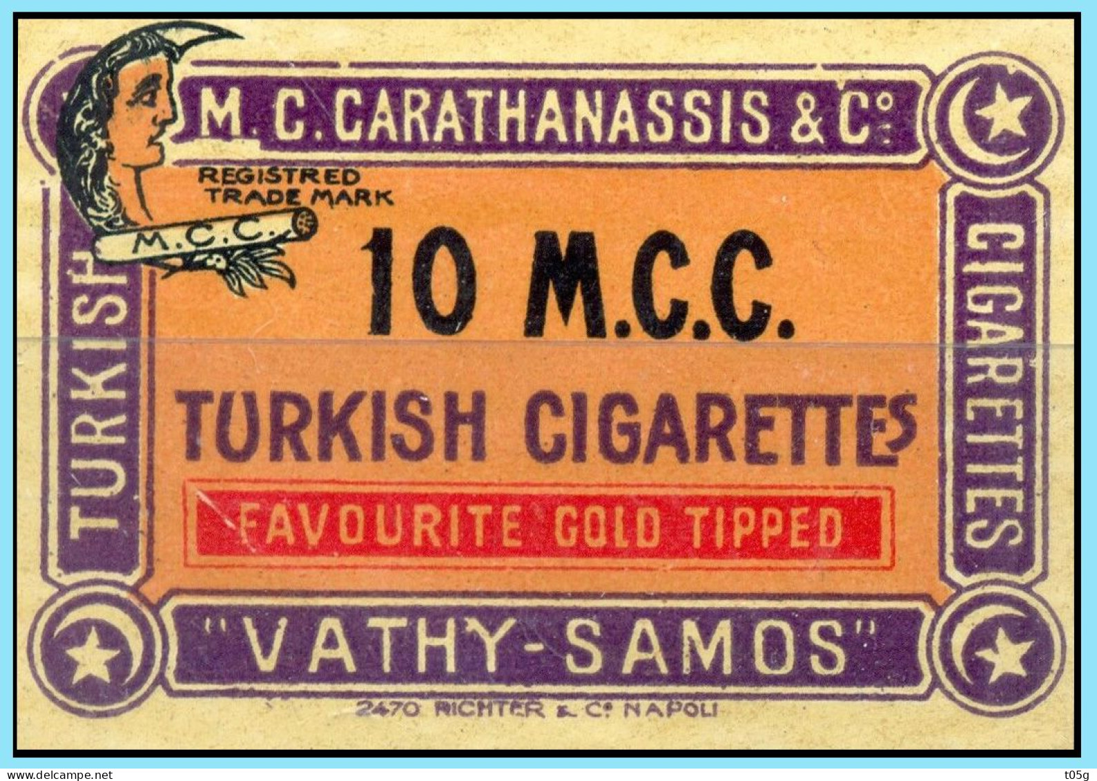 Cinderella GREECE- GRECE- HELLAS: 1900 SAMOS Carathanassis- For Cigarettes Carathanassis MNH** - Samos
