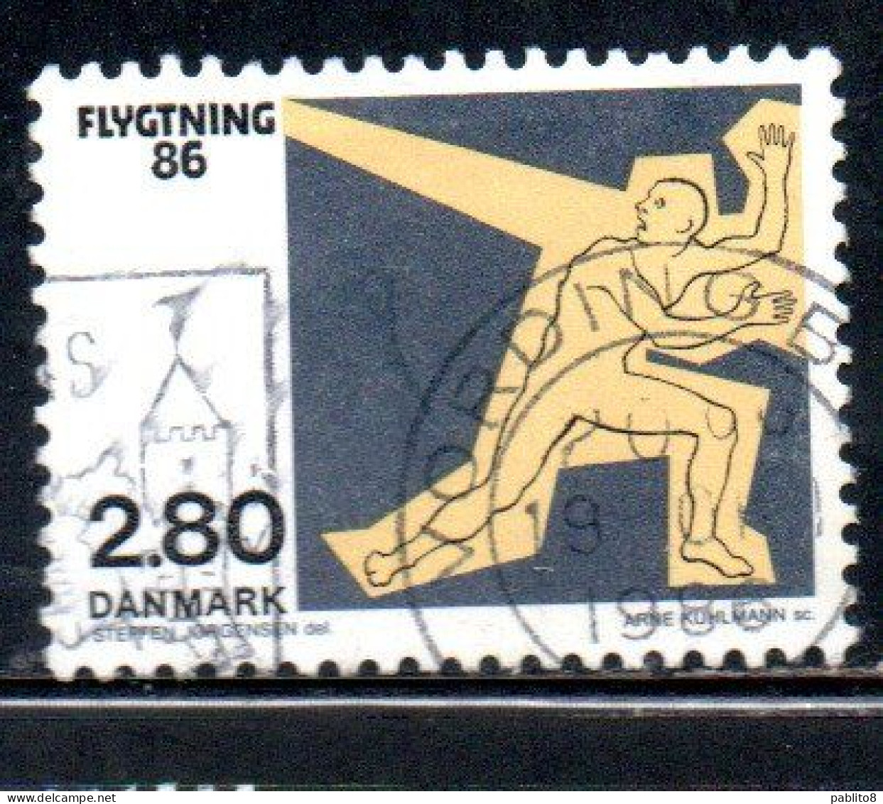 DANEMARK DANMARK DENMARK DANIMARCA 1986 DANISH REFUGEE COUNCIL RELIEF CAMPAIGN 2.80k USED USATO OBLITERE' - Gebraucht