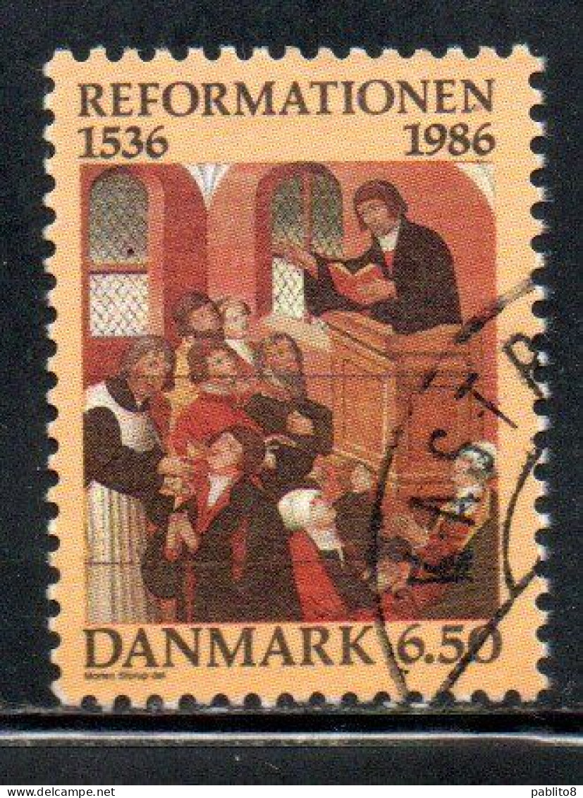 DANEMARK DANMARK DENMARK DANIMARCA 1986 PROTESTANT REFORMATION 6.50k USED USATO OBLITERE' - Oblitérés