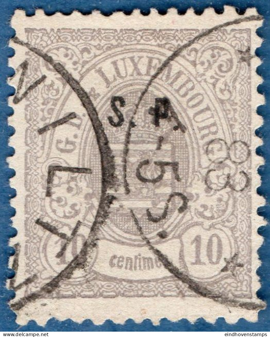 Luxemburg Service 1881 10 C Small S.P. Overprint (Haarlem Printing, Perforated 12½:12) Small Thin Cancelled - Service