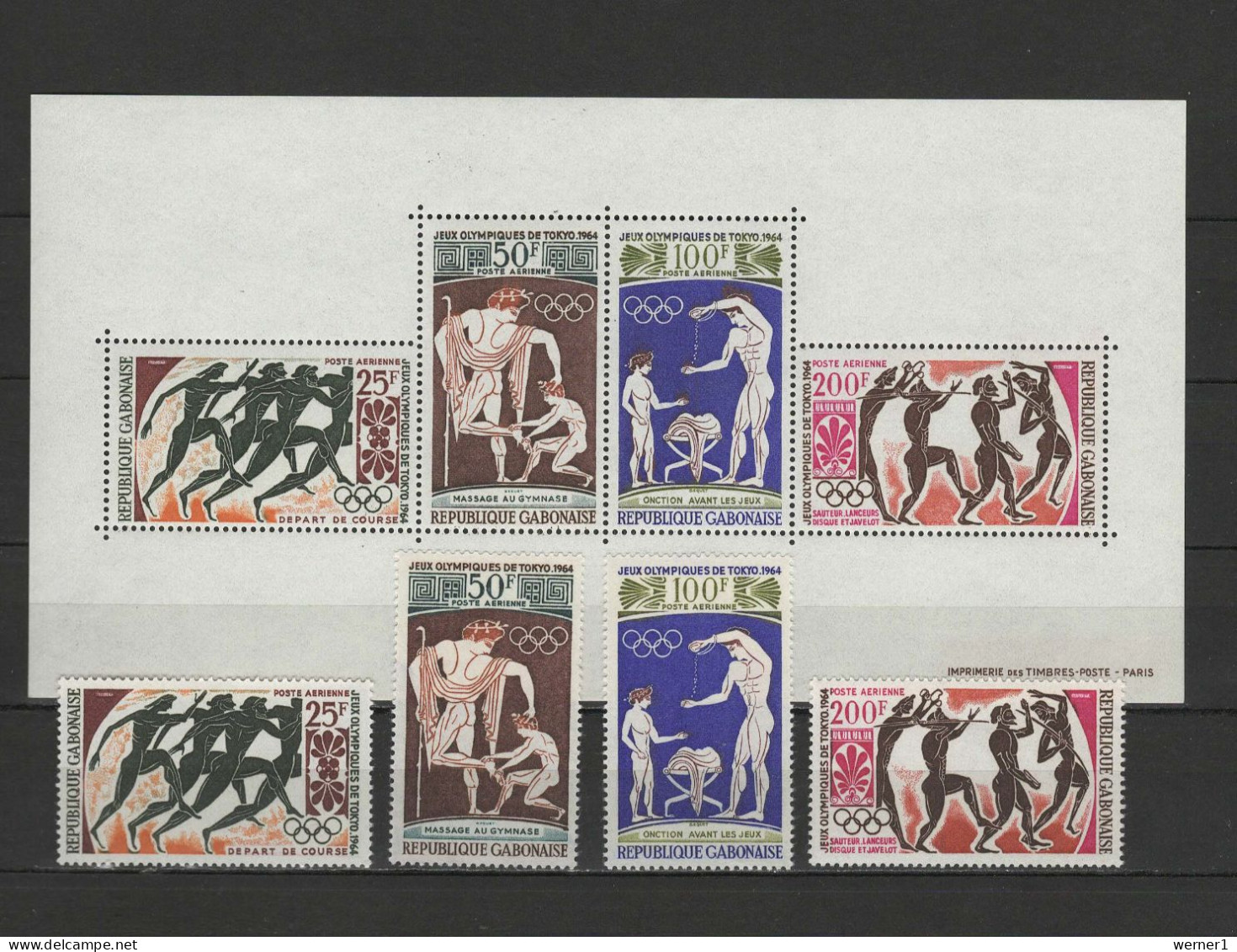 Gabon 1964 Olympic Games Tokyo, Set Of 4 + S/s MNH - Summer 1964: Tokyo