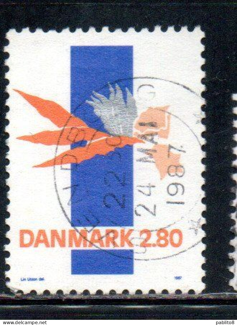 DANEMARK DANMARK DENMARK DANIMARCA 1987 ART APPRECIATION ABSTRACT BY LIN UTZON 2.80k USED USATO OBLITERE' - Usati