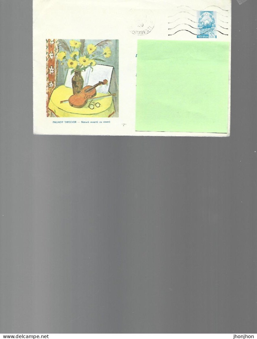 Romania - Postal St.cover Used 1973(1024) -   Painting By Theodor Pallady -  Still Life With Violin - Entiers Postaux
