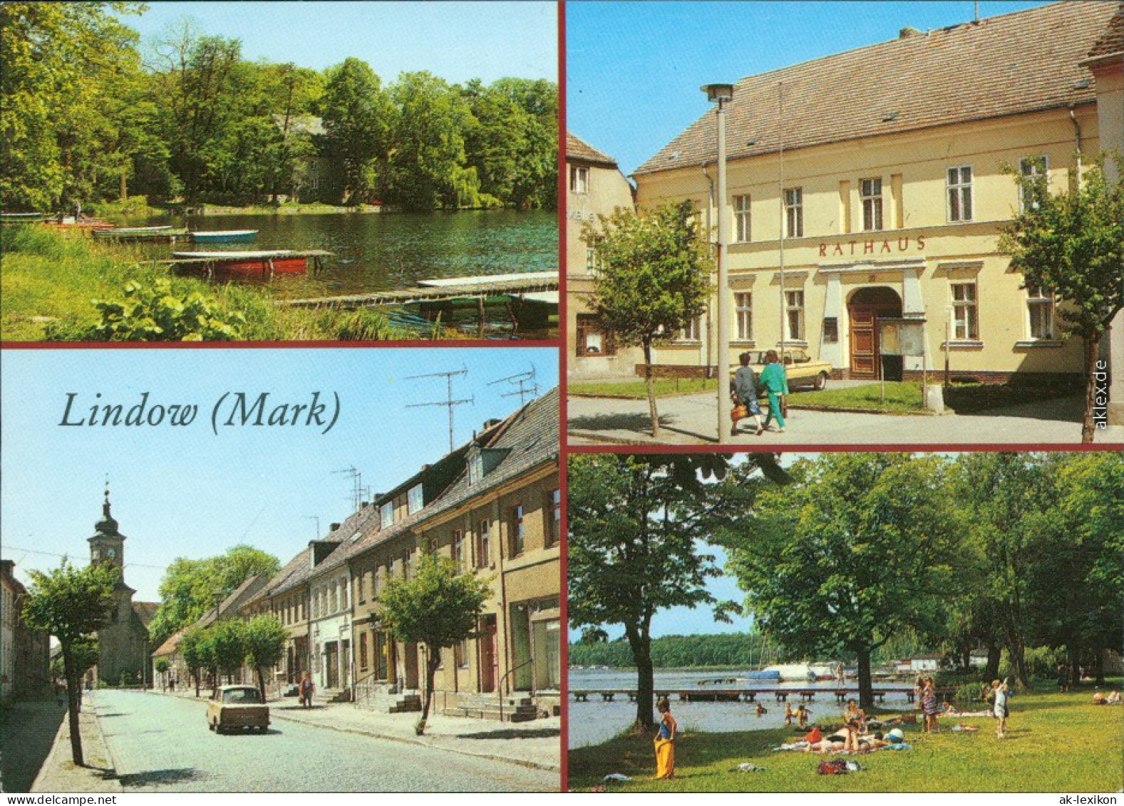 Lindow (Mark) Wutzsee, Rathaus, Straße Des Friedens, Freibad Am Gudelacksee 1990 - Lindow