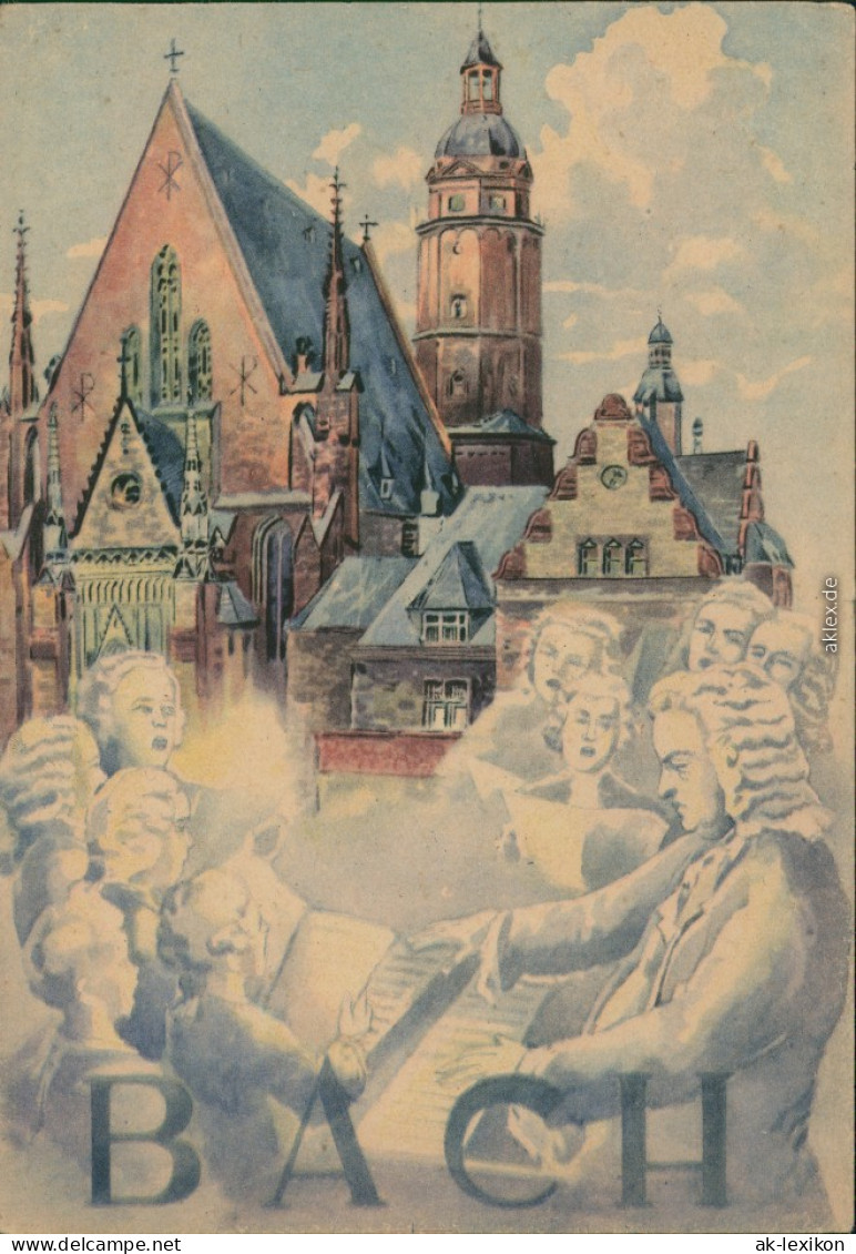 Künstlerkarte Ansichtskarte Leipzig Erste Leipziger Friedensmesse  Bach 1955 - Leipzig