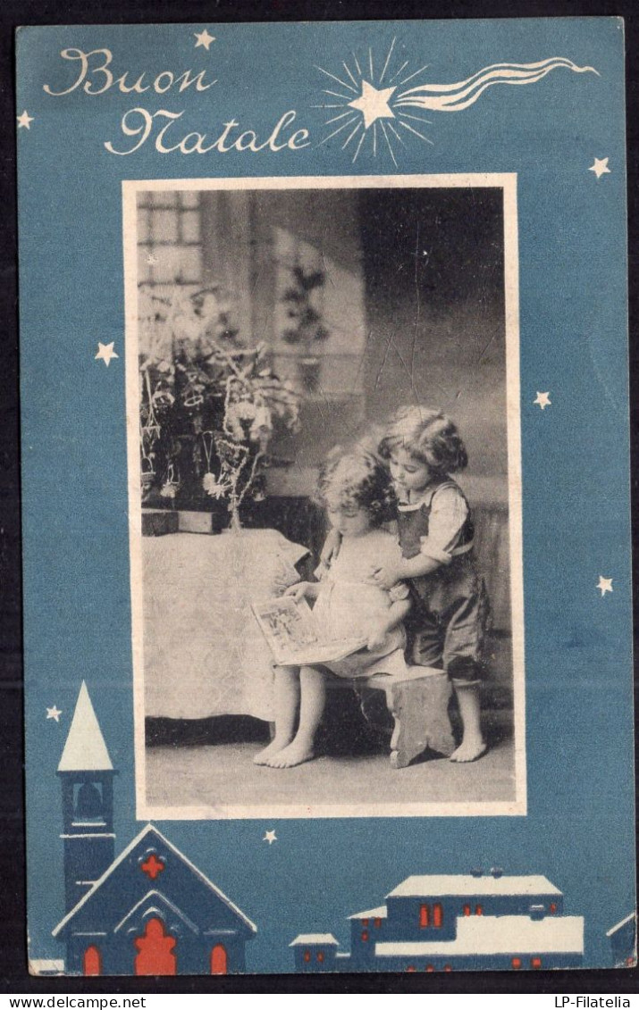 Italy - 1912 - Bambini - Ragazzo E Ragazza Che Leggono Un Libro - Buon Natale - Abbildungen