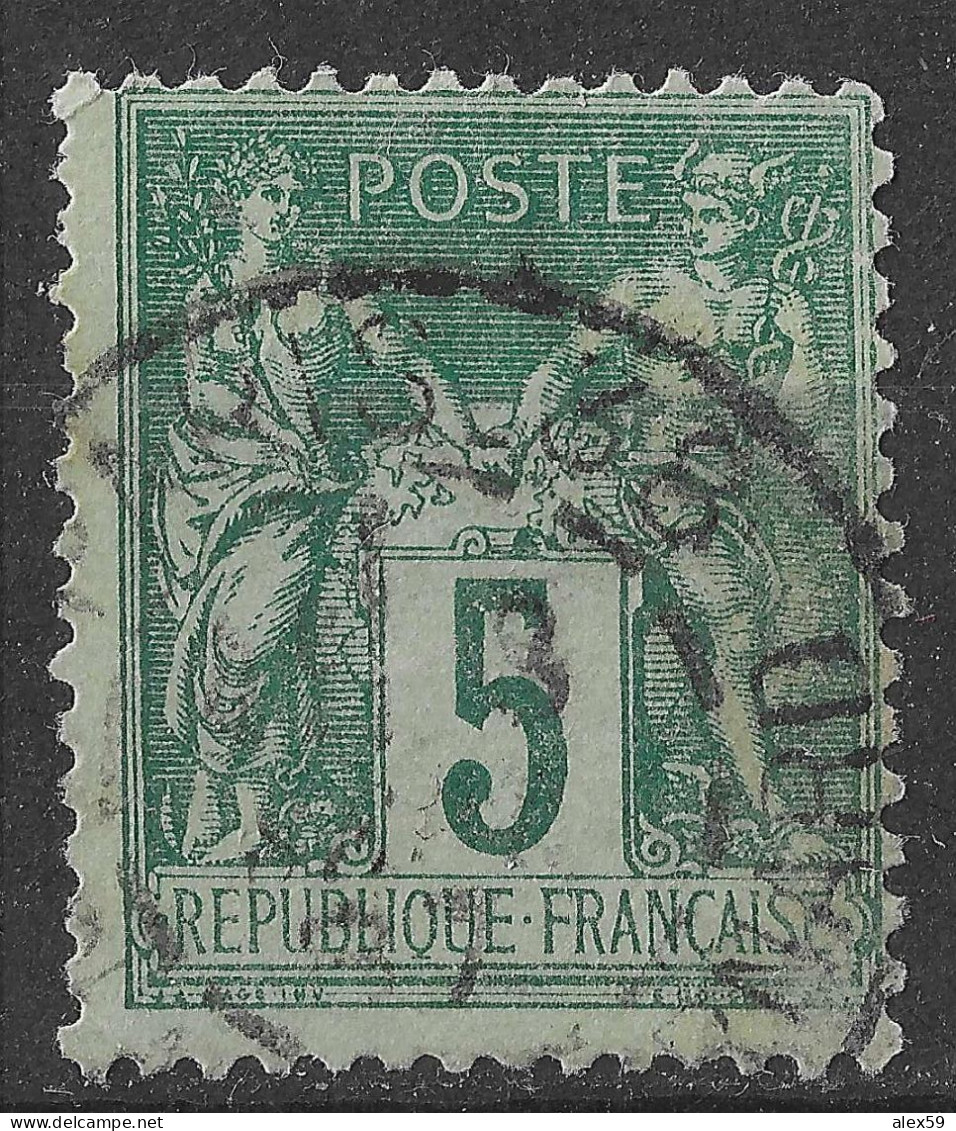 Lot N°81 N°75, Oblitéré Cachet à Date PARIS_38 R.CLAUDE BENARD (pli Sur Vertical Droit) - 1876-1898 Sage (Type II)