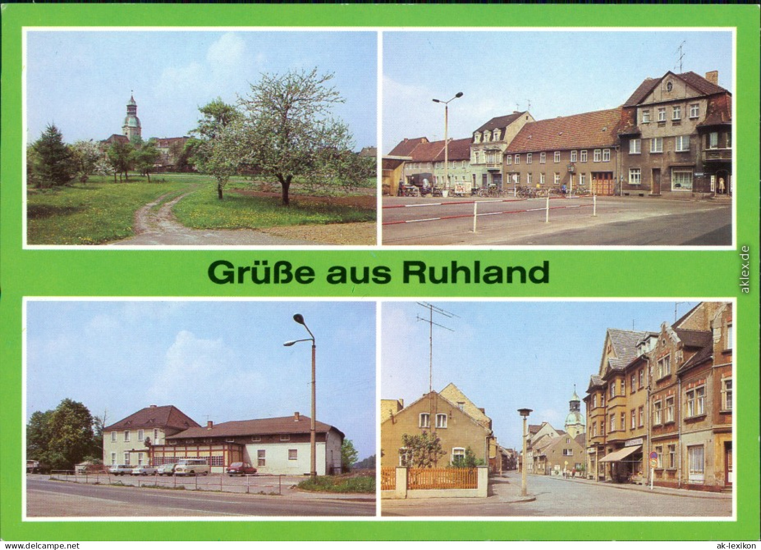 Ruhland Rólany Teilansicht, Markt, Gaststätte "Zollhaus", Bahnhofstraße 1985 - Ruhland