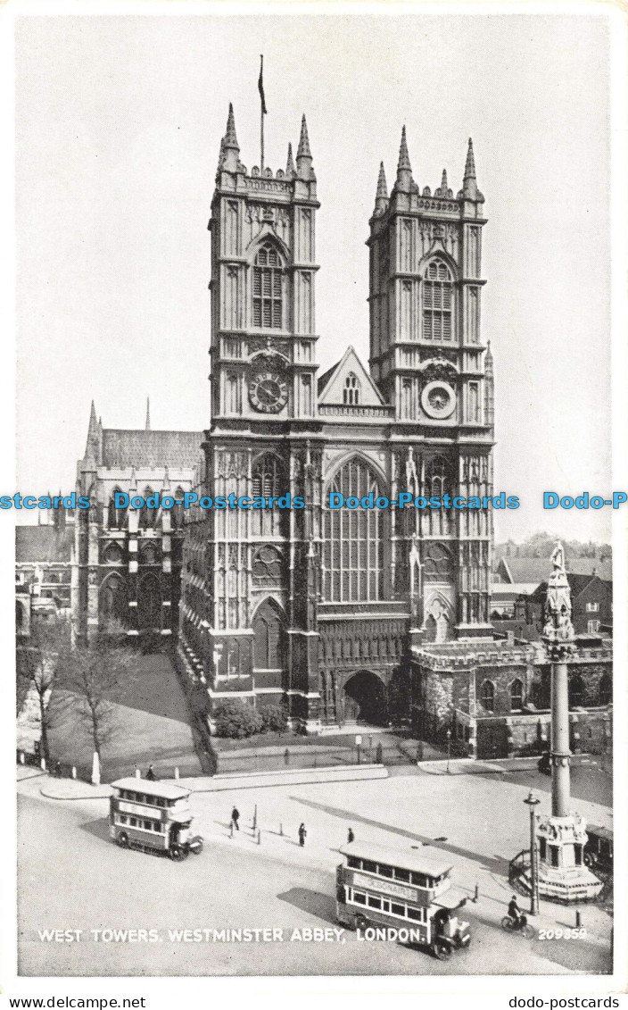 R099800 West Towers. Westminster Abbey. London. Valentine. Silveresque - Other & Unclassified