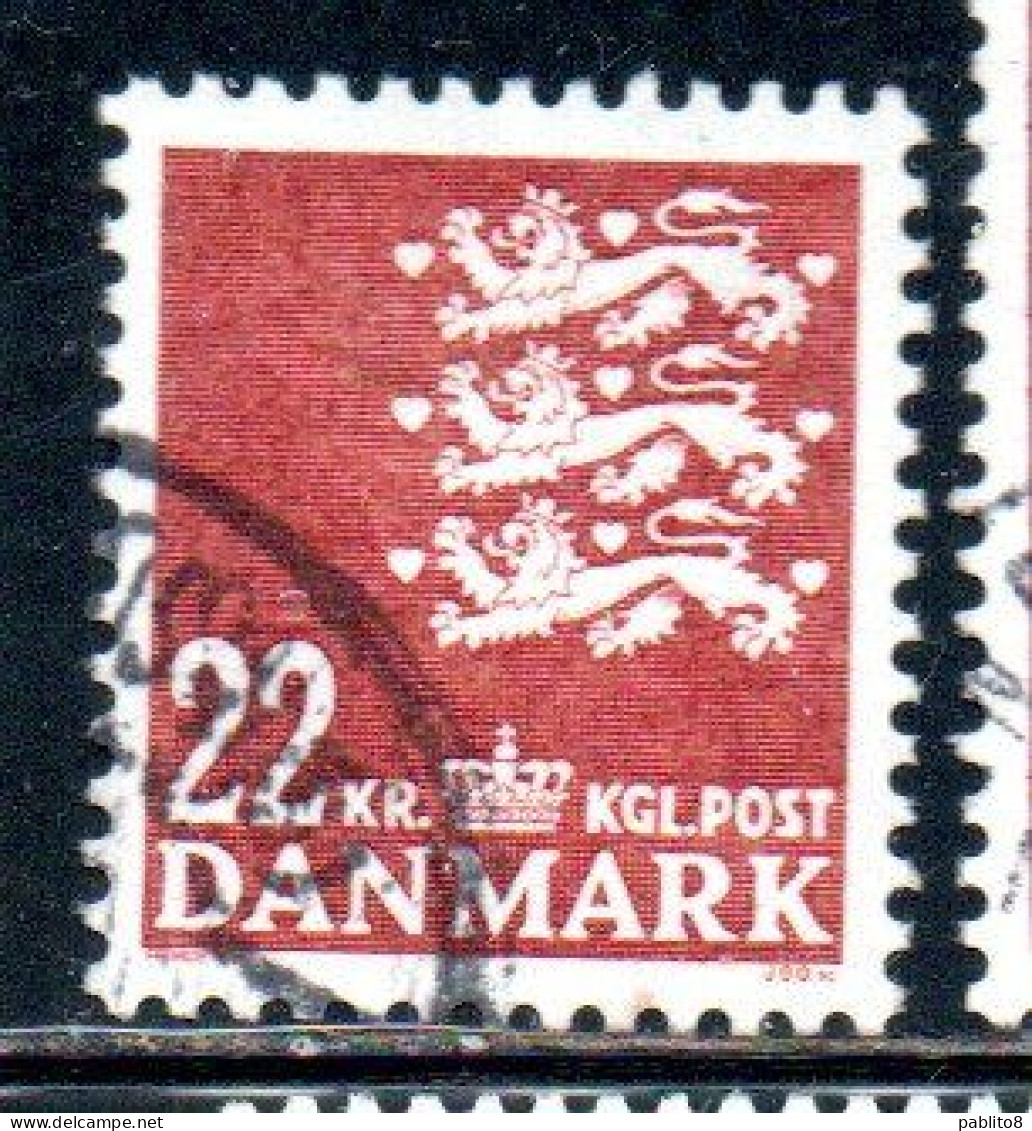 DANEMARK DANMARK DENMARK DANIMARCA 1987 SMALL STATE SEAL 22k USED USATO OBLITERE' - Used Stamps
