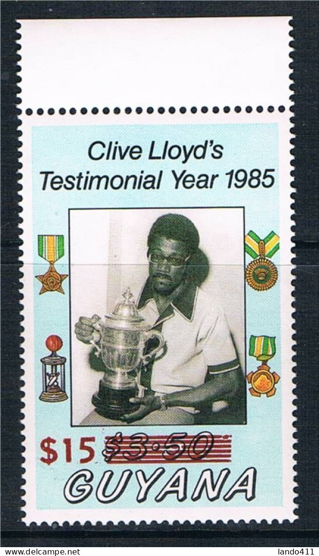 Guyana 1986 1987 Cricket Clive Lloyd Overprinted $ 15  Mnh / **, Rare - Guiana (1966-...)