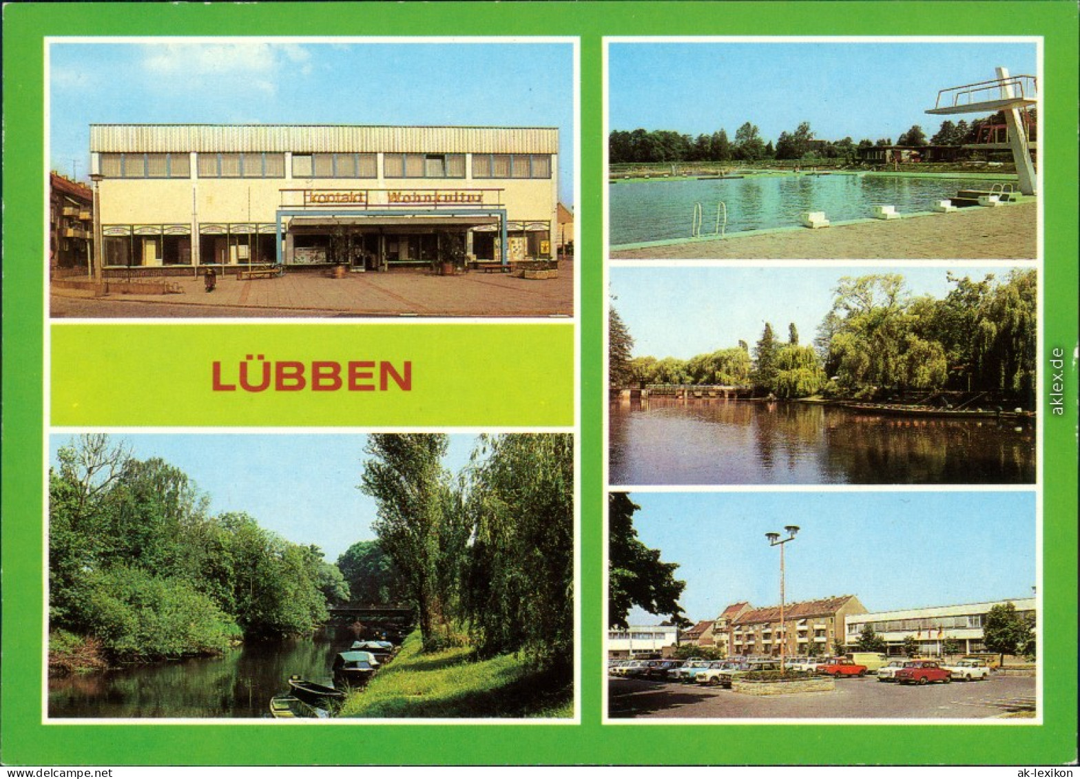Lübben (Spreewald) Konsum-Kontaktkaufhaus HO-Gaststätte "Strandcafé" Markt 1984 - Luebben (Spreewald)