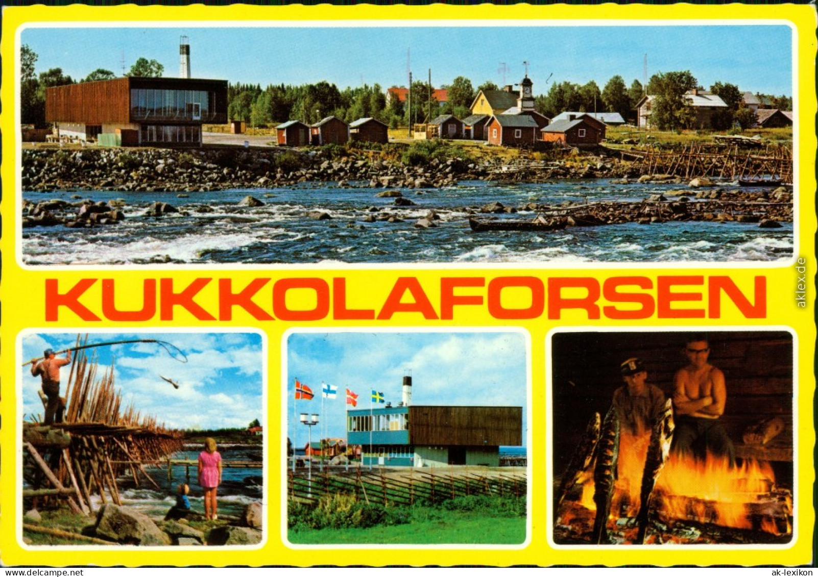 Kukkolaforsen Siedlung Am Fluss, Fischer Am Holzdamm, Ortsmotiv, Lagerfeuer 1988 - Finlande
