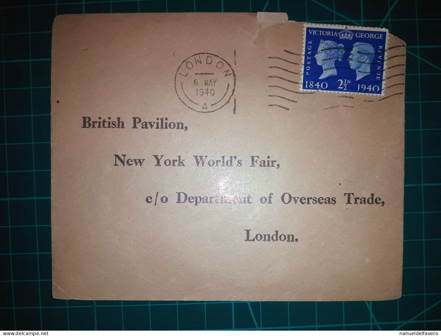 ANGLETERRE, Enveloppe Oblitérée à Londres Le 6 Mai 1940. Timbre-poste De La Reine Victoria Et Du Roi George - Used Stamps